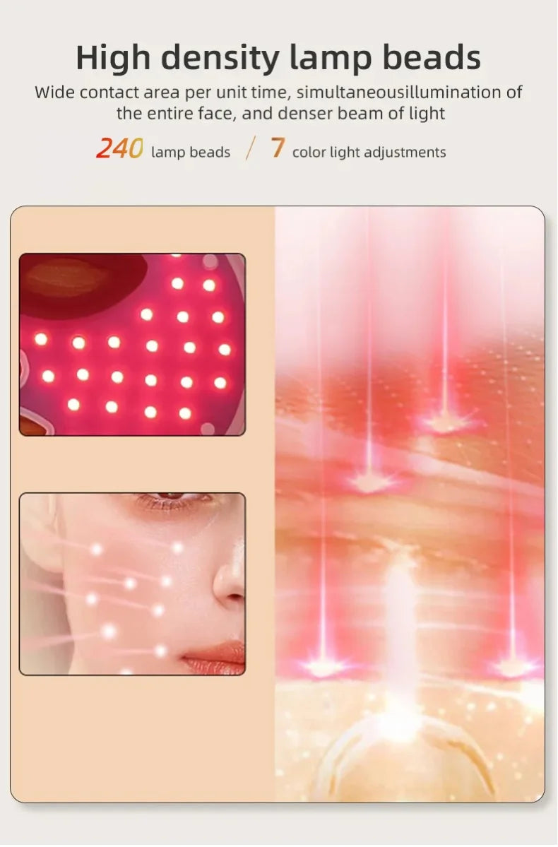 7 Color Red Light Therapy Mask Silicone LED Face Mask Skin Care at Home with Eye Protection Cushion For Anti Aging Wrinkles