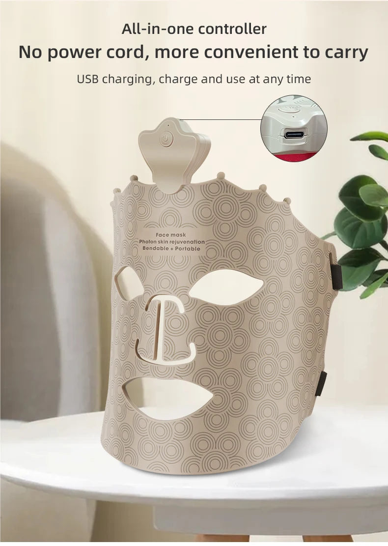 7 Color Red Light Therapy Mask Silicone LED Face Mask Skin Care at Home with Eye Protection Cushion For Anti Aging Wrinkles