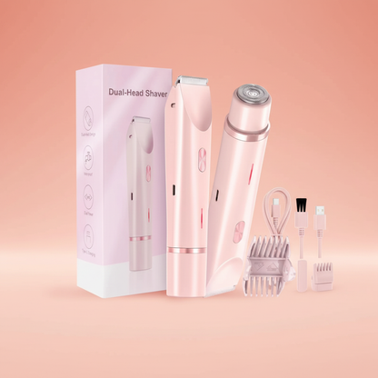 Pink Dual-Head Shaver - Coral Peach Brand Background