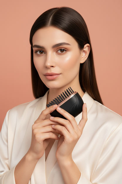 Square format model holding wireless charging hair comb